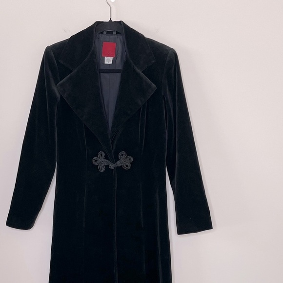 JS Collection VTG Long Black Cotton Velvet Opera Cape Coat Size Small Whimsical - Picture 2 of 11